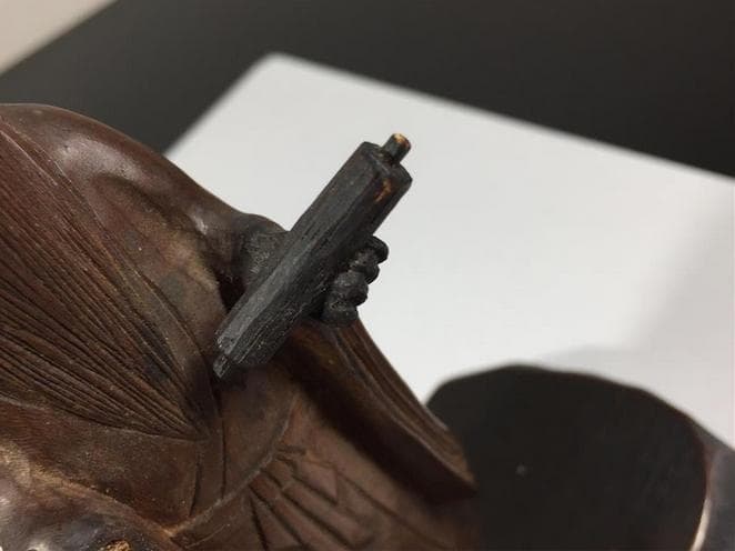 仙人 木彫り 人形 線密彫刻 約14.5cm 巻物 仏像 仙人像 中国美術 古玩