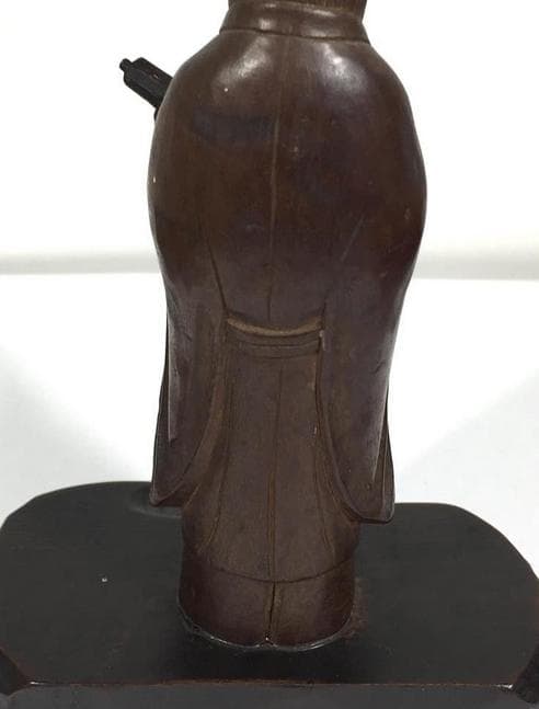 仙人 木彫り 人形 線密彫刻 約14.5cm 巻物 仏像 仙人像 中国美術 古玩