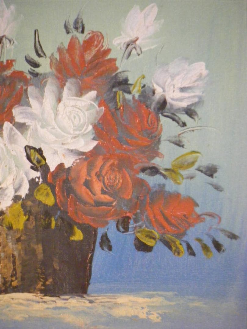 【真作】絵画　作者不詳　油彩6号　花　逸品　Q165