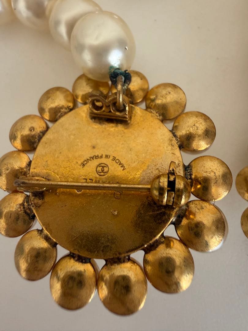 CHANEL ヴィンテージ パール アクセサリー ネックレス風ブローチ