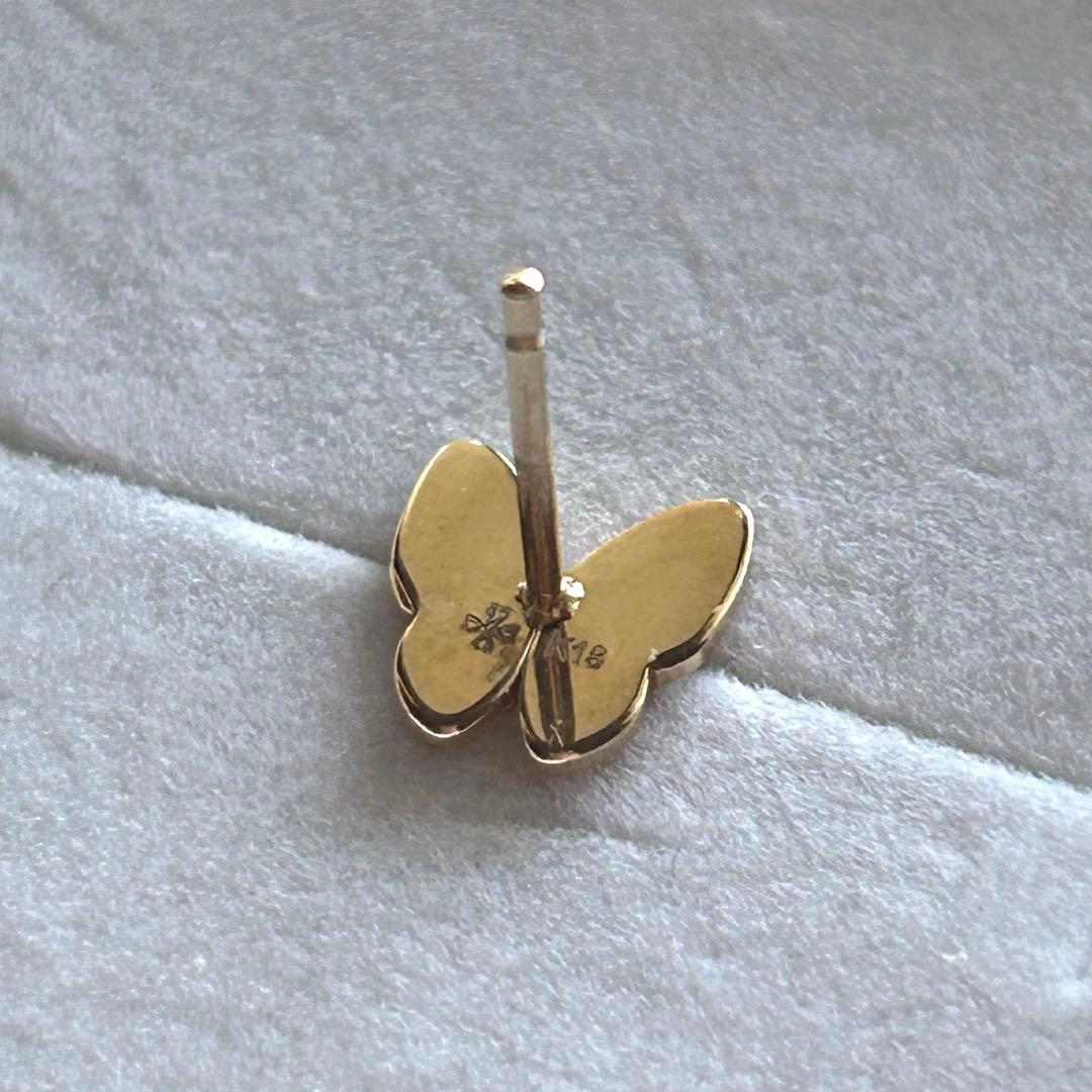 K18 バタフライ ピアス 蝶 イエローゴールド 18金 彫りデザイン 箱あり