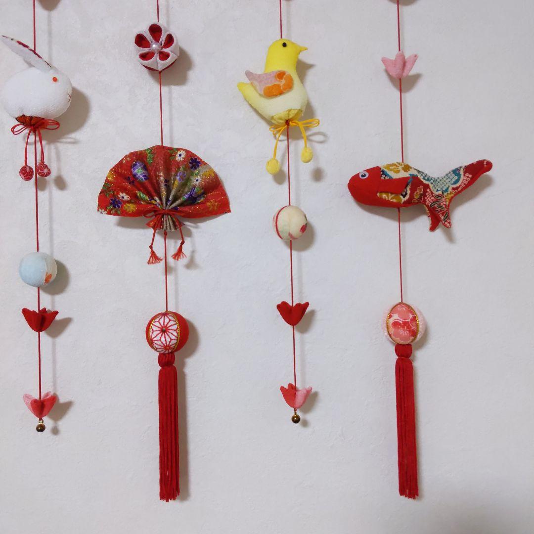 ちりめん細工　お祝い壁掛け下げ飾り (小)