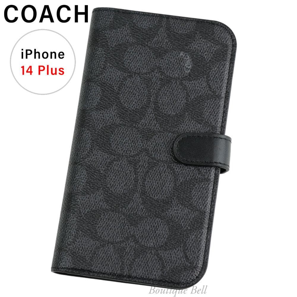 【コーチ】SIG チャコール iPhone14Plus 手帳型ケース