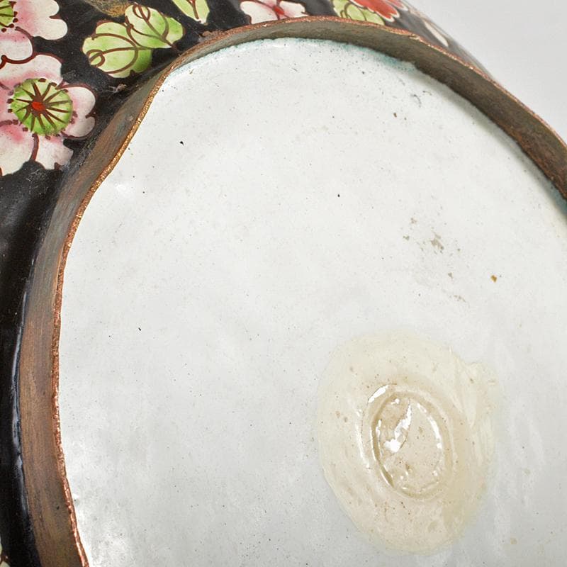 中国　古七宝琺瑯彩　百花文様　蓋壷　大茶壷　重さ約3.8kg　F　R5644B