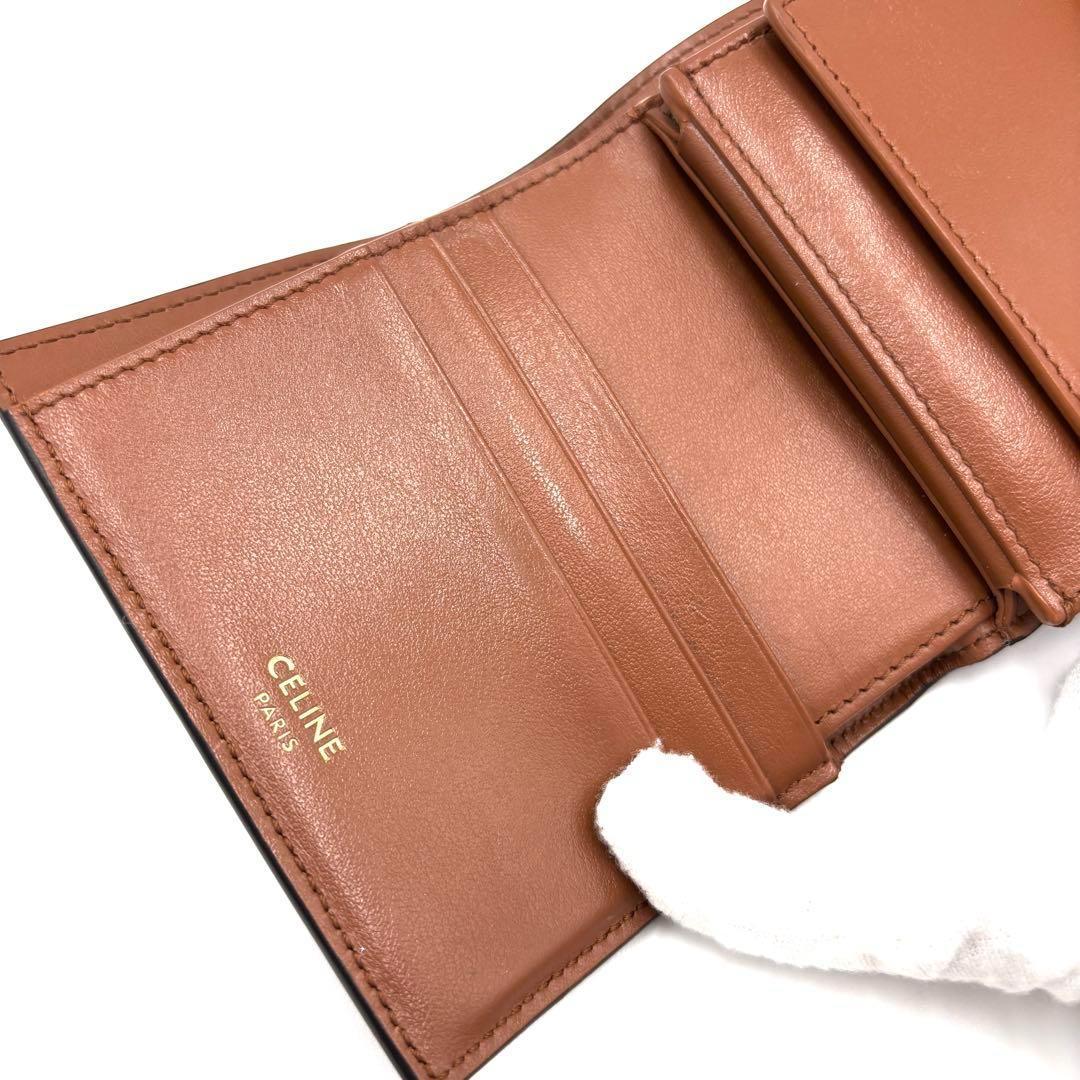 【現行品・極美品】セリーヌ スモール トリフォールドウォレット16 セーズ 茶