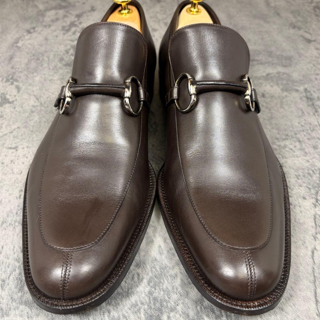 【美品】27.5cm グッチ ホースビット ローファ― 茶色 レザー ビジネス