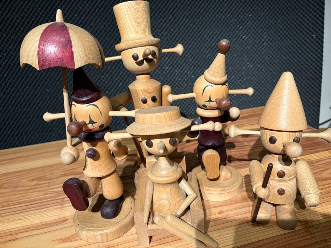 木製 人形 クラウン ピエロ 5体セット ウッドドール 北欧風 置物