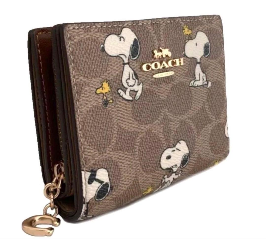 国内未入荷.COACH X PEANUTS 新作 スナップ ウォレット二つ折財布