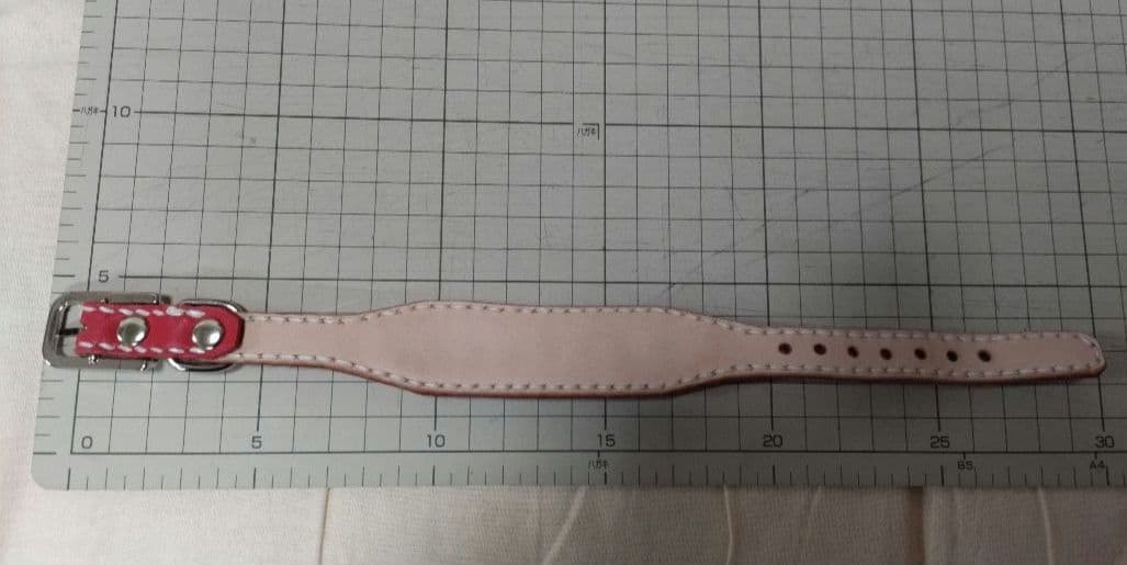 レザー首輪　革　革首輪　ハンドメイド　イタリアングレーハウンド　レザー　赤