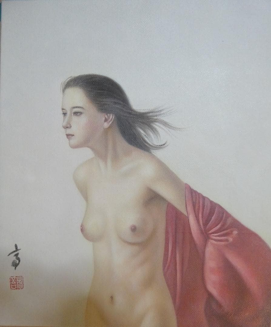 絵画　 油彩　高塚省吾「人物」 サイン　F8サイズ　額装済み 肉筆手描き