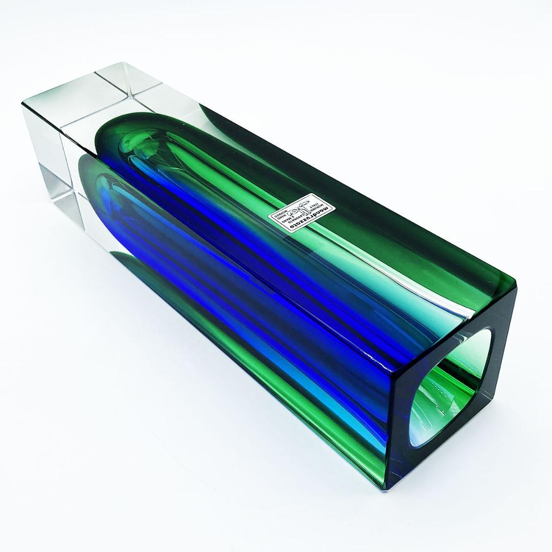 ヴェネチアガラス ムラノ マンドラザート 花瓶 一輪挿し グリーン＆ブルー