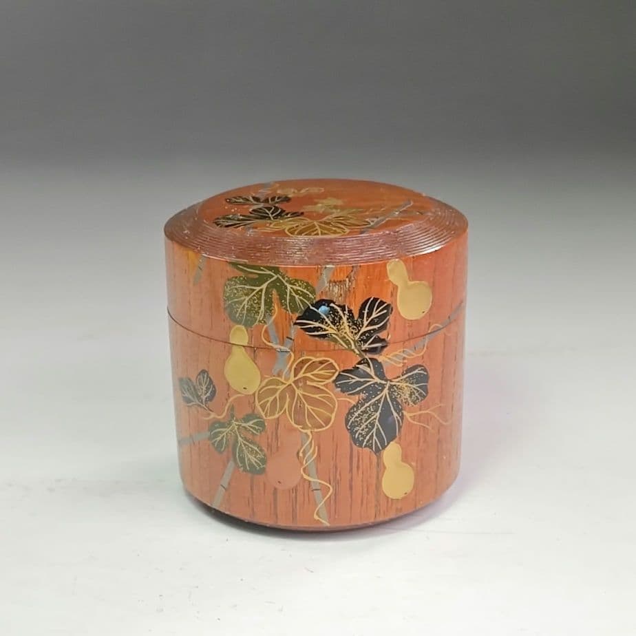 イ975 棗『道場宗廣作』『六瓢　欅　雪吹　茶器　共箱』蒔絵　漆塗　茶道具