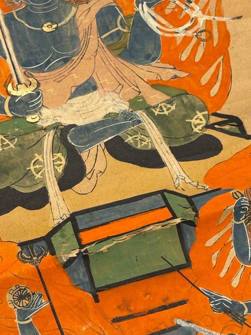 「五大明王像図」彩色木版刷り 1枚|不動明王 仏教美術 仏像 真言宗 高野山