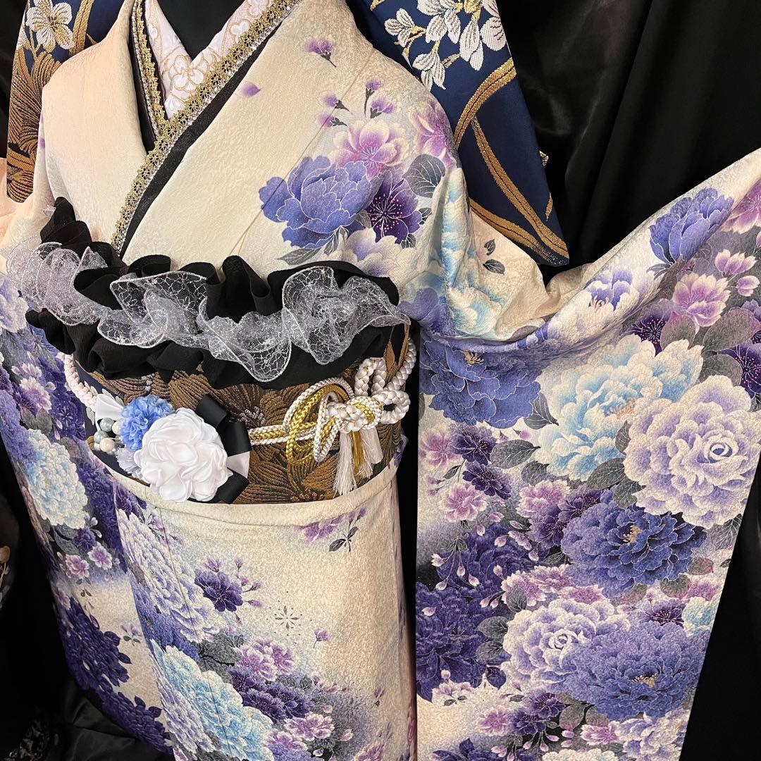 ◾️振袖フルセット■大輪牡丹桜◾️銀通し■成人式振り袖■振袖一式