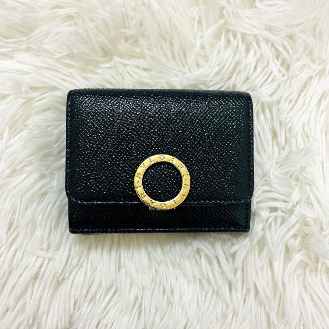極美✨付属完備✨BVLGARI 三つ折り財布 ビーゼロワン レザー ブラック