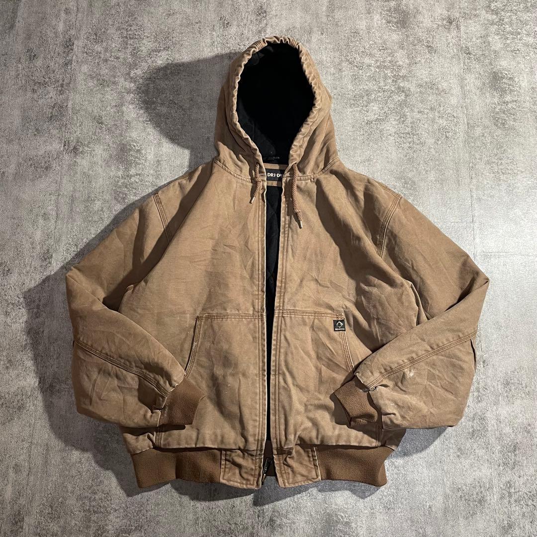 90-00sUSA古着アクティブジャケットダック生地キャラメル色Lサイズフェード