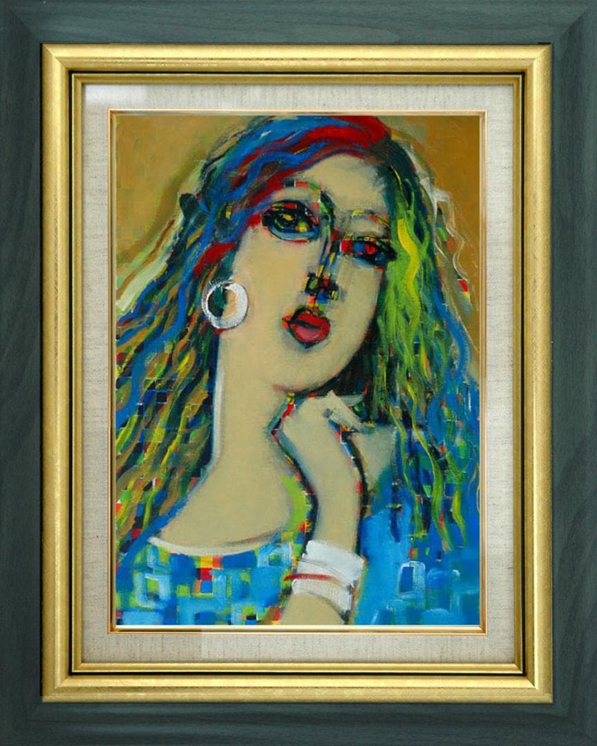 油絵 菅家令子 絵 絵画 インテリア F6-080212 人物 女性像