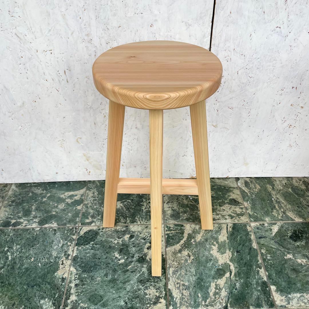 みかん　国産ひのき　木製スツール　カウンターチェアー　丸椅子　3脚