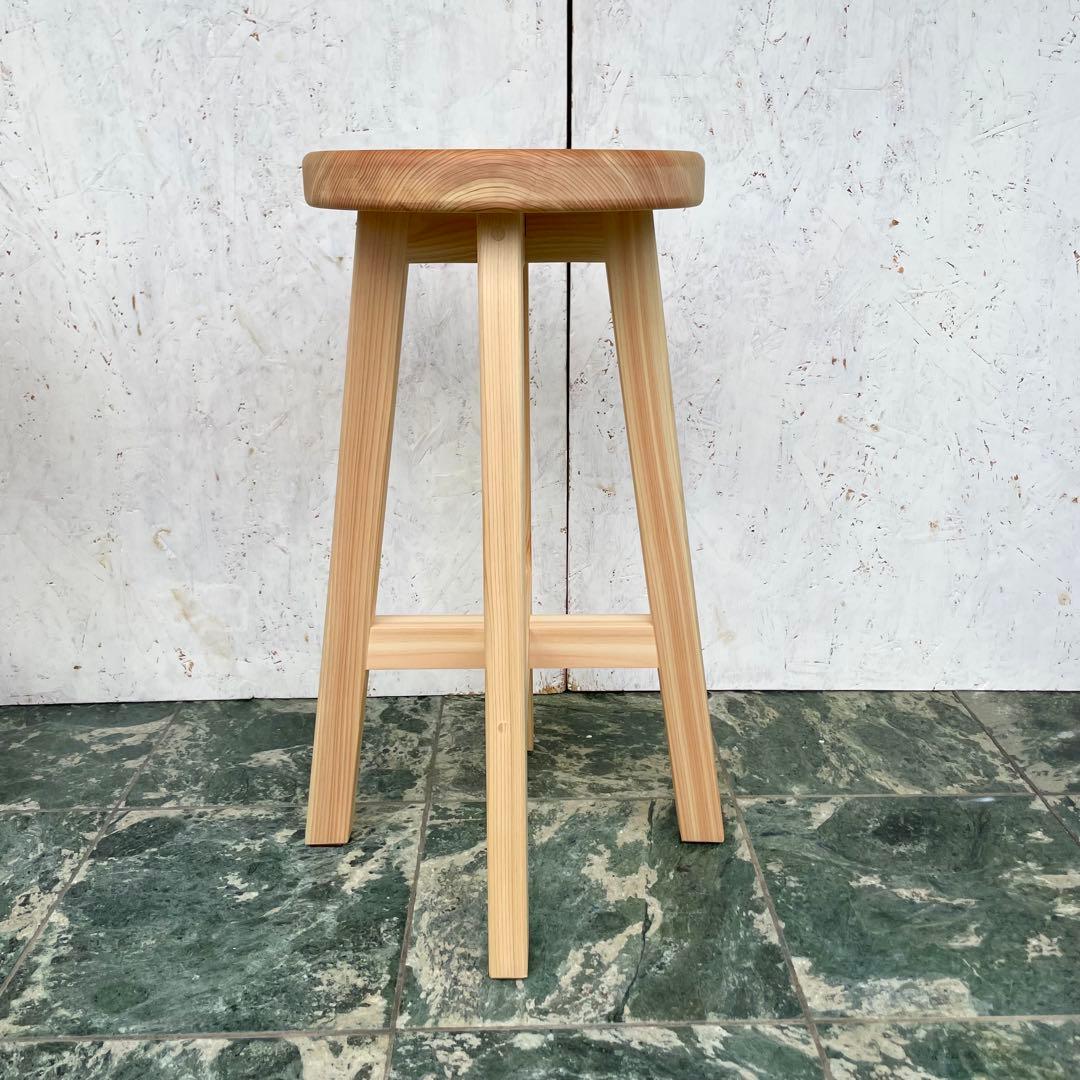 みかん　国産ひのき　木製スツール　カウンターチェアー　丸椅子　3脚