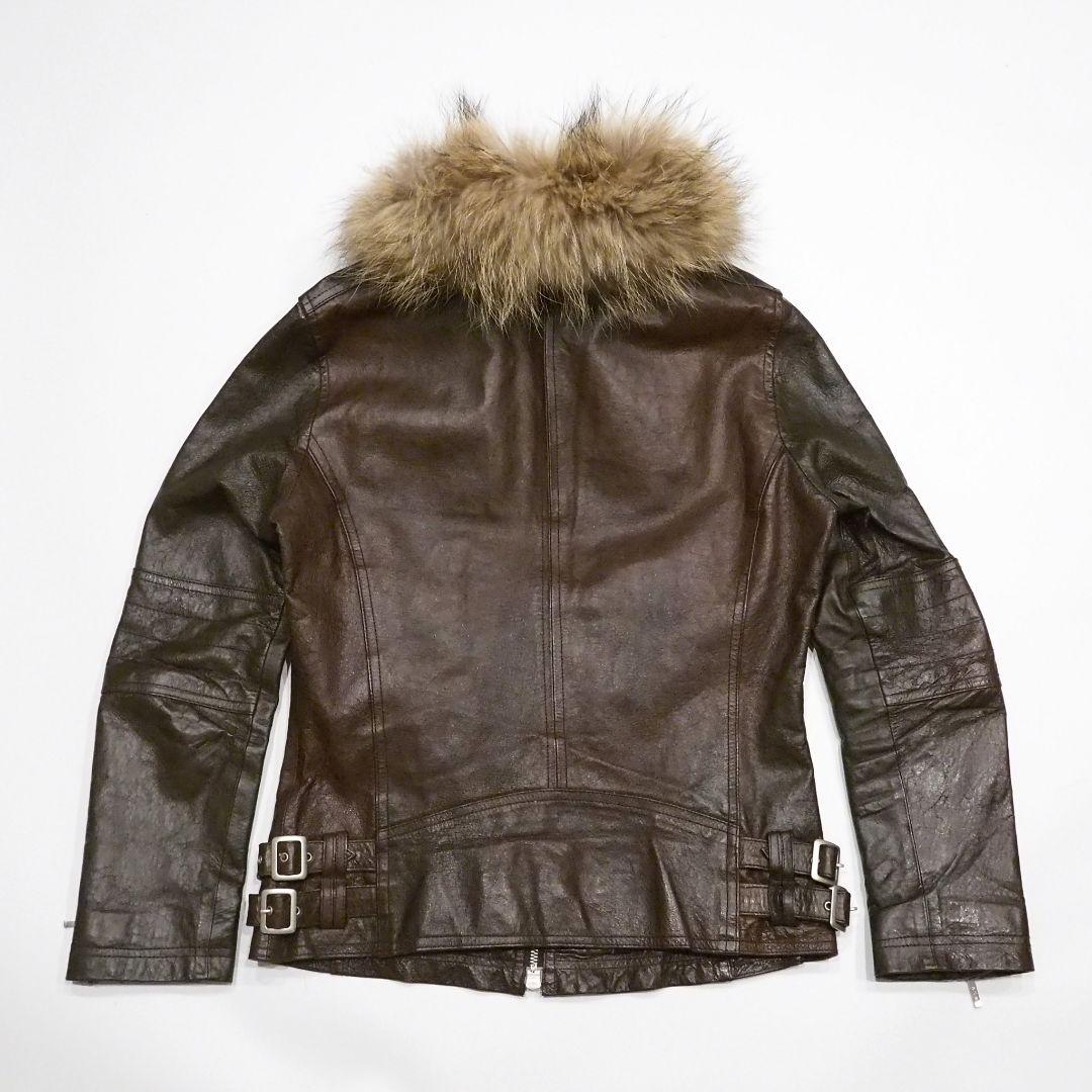 A.S.M シングルライダースジャケット 2way ファー付き 本革 48