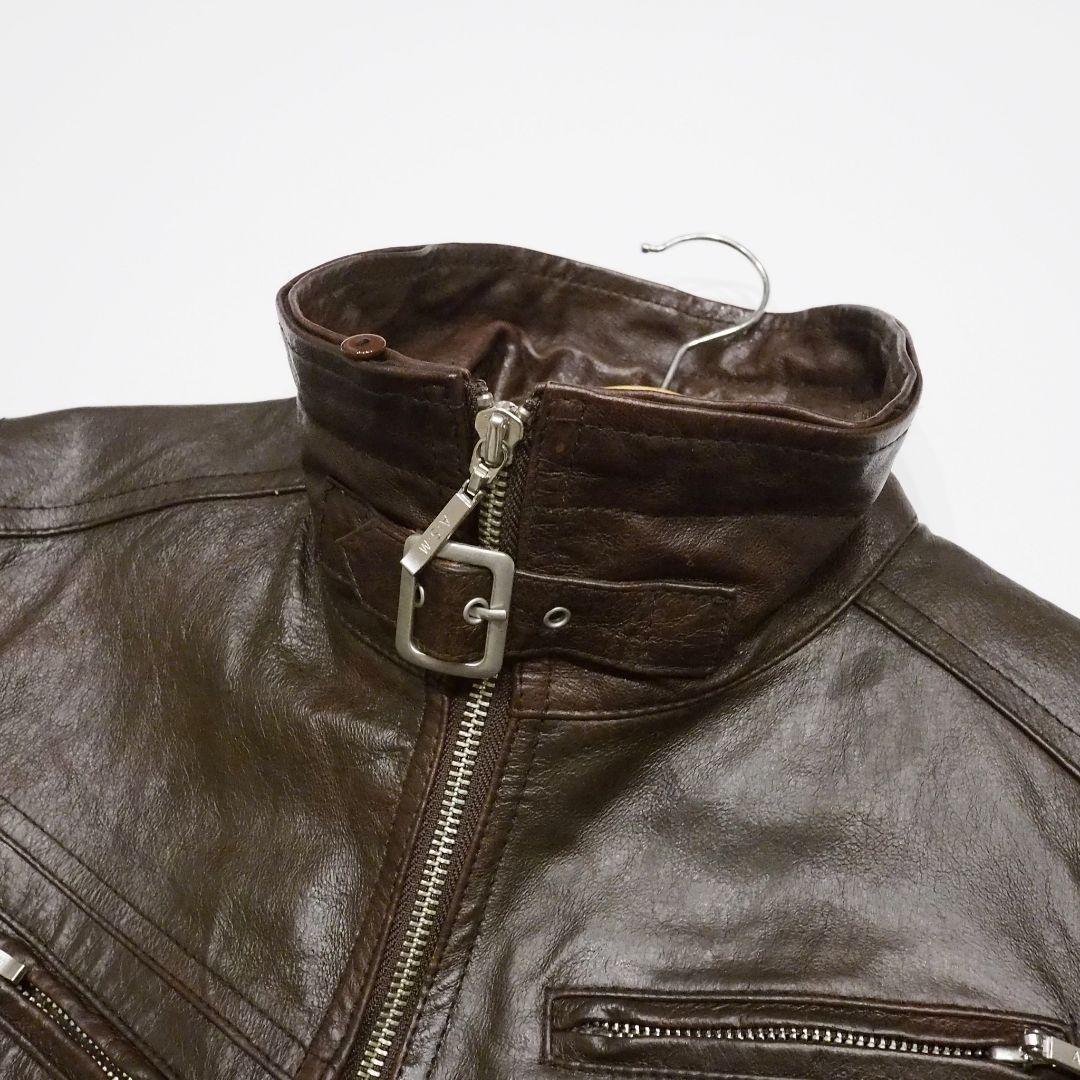 A.S.M シングルライダースジャケット 2way ファー付き 本革 48