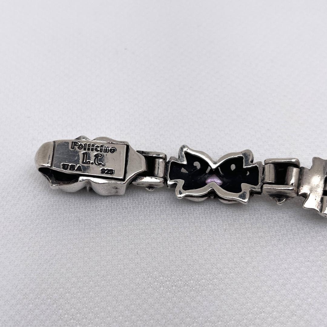 Leathers and Treasures スクロールハート ブレスレット 桃