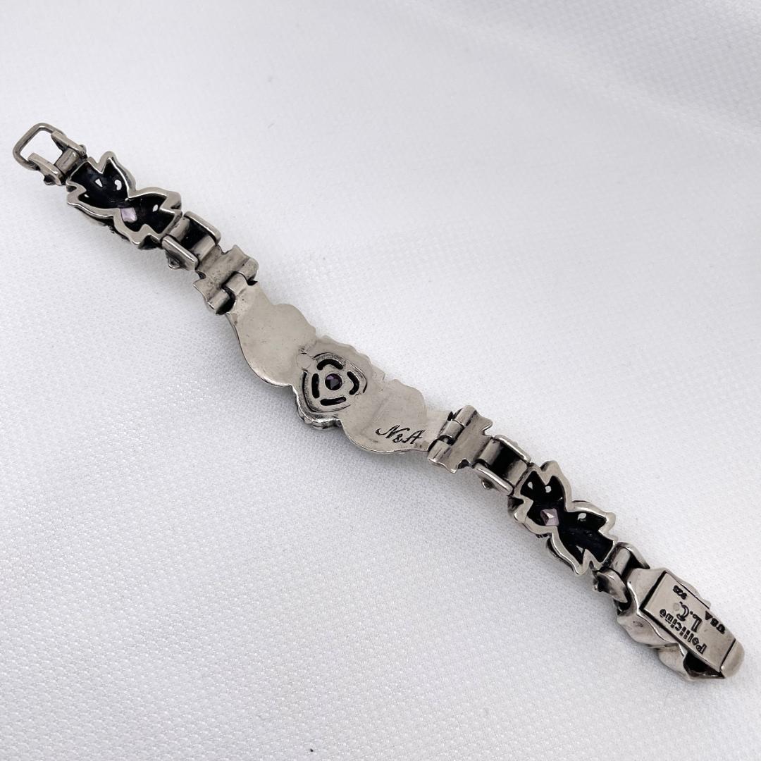 Leathers and Treasures スクロールハート ブレスレット 桃