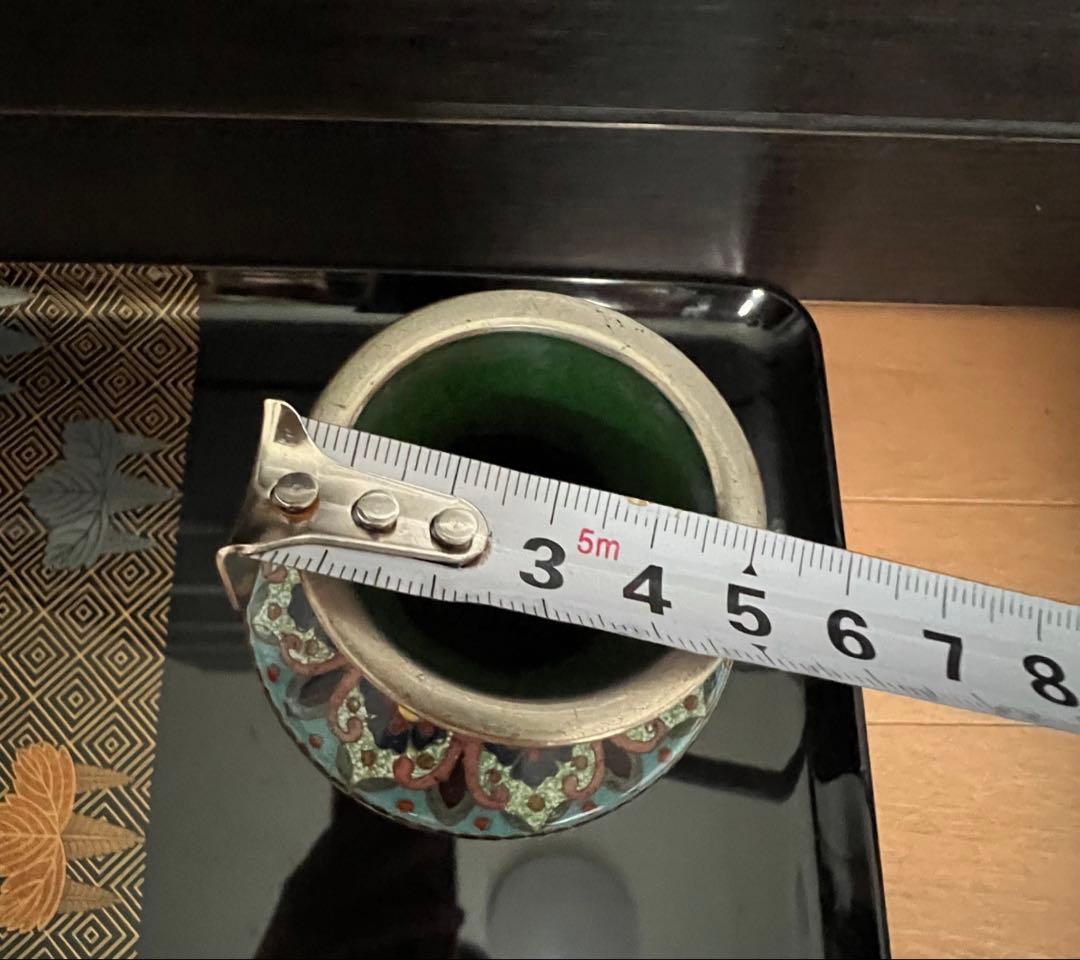 高級日本七宝花瓶 龍と鳳凰 花唐草文 骨董2