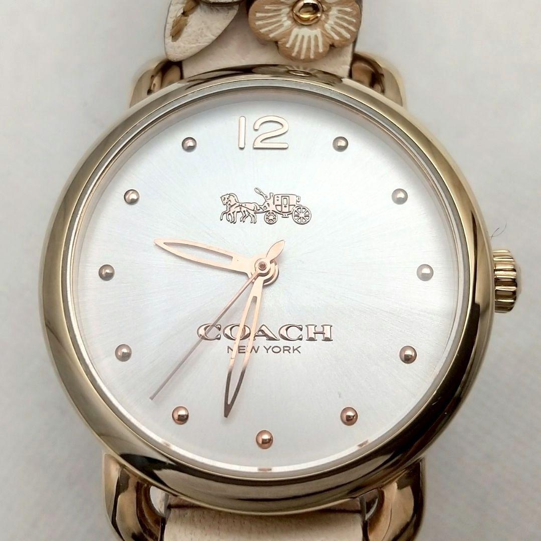 稼働品 箱付き 美品 コーチ 腕時計 レディース フラワーデザイン 馬車ロゴ