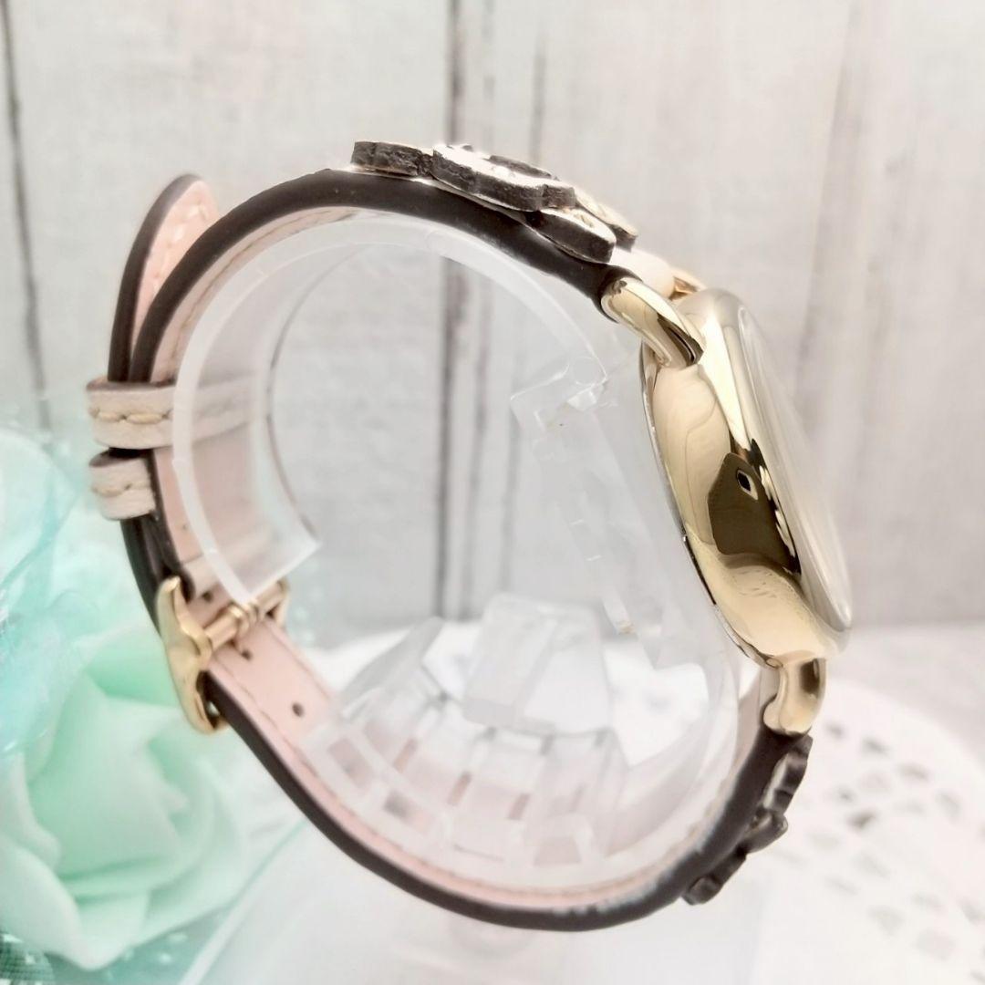 稼働品 箱付き 美品 コーチ 腕時計 レディース フラワーデザイン 馬車ロゴ