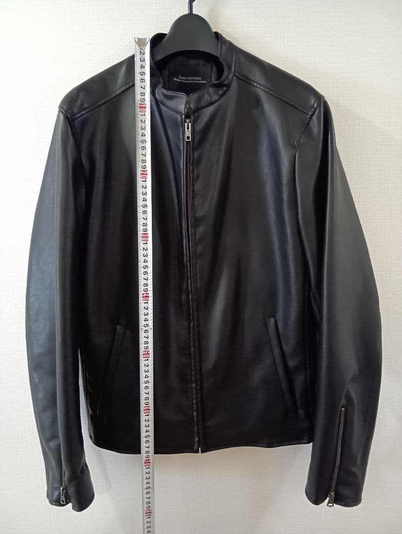 ナノ・ユニバース フェイクレザー シングルライダースジャケット XL