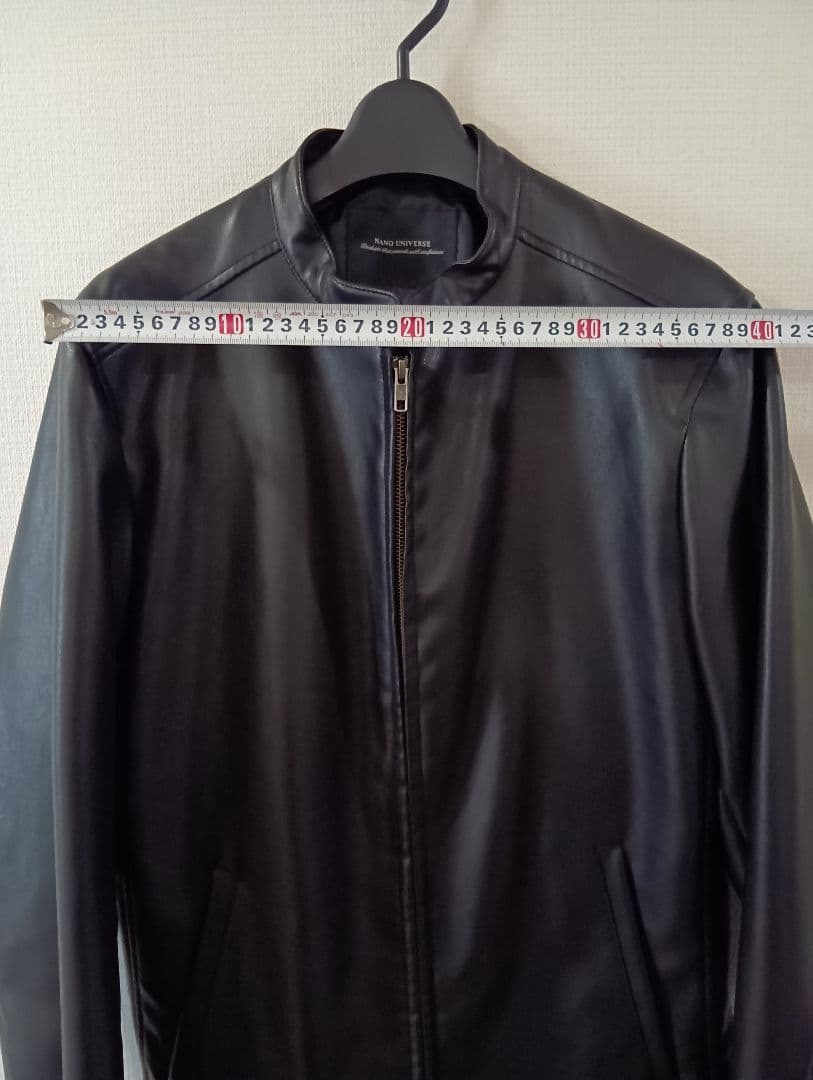 ナノ・ユニバース フェイクレザー シングルライダースジャケット XL
