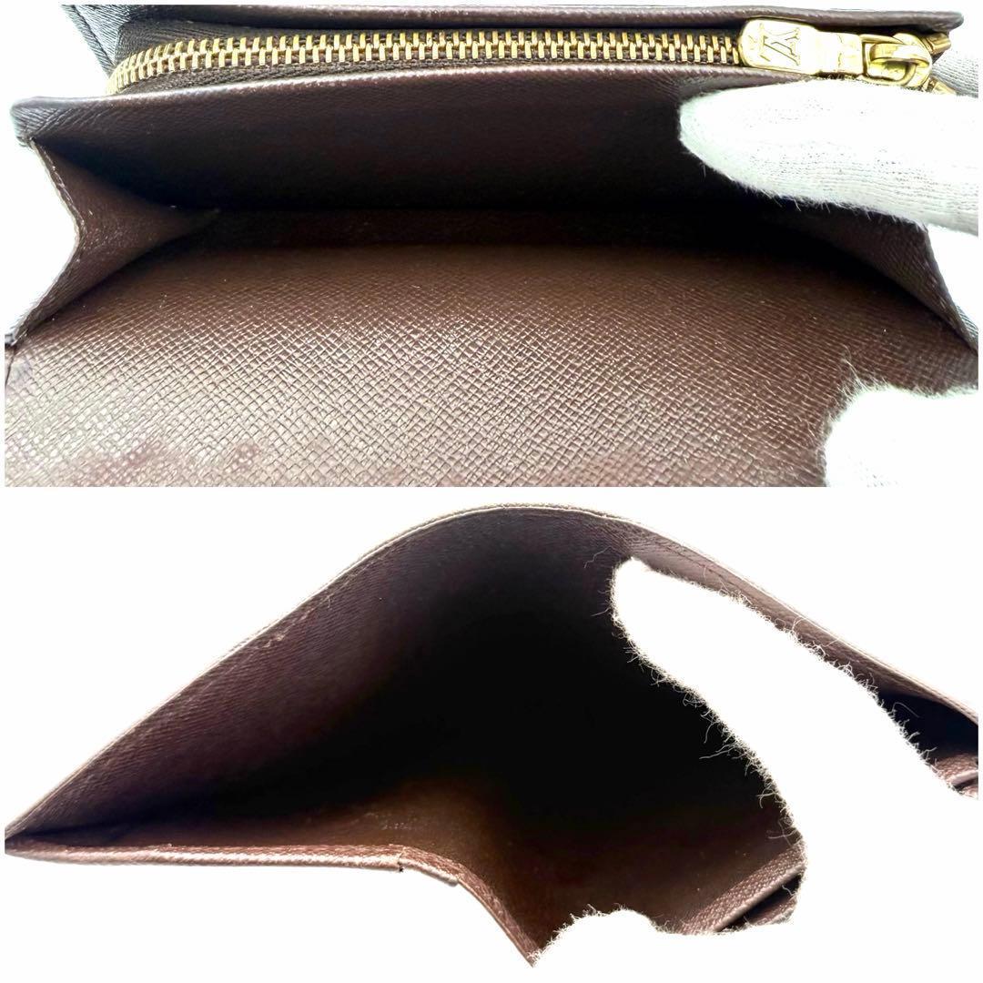 ルイヴィトン ダミエ ポルトモネビエトレゾール 二つ折り財布 ブラウン 茶