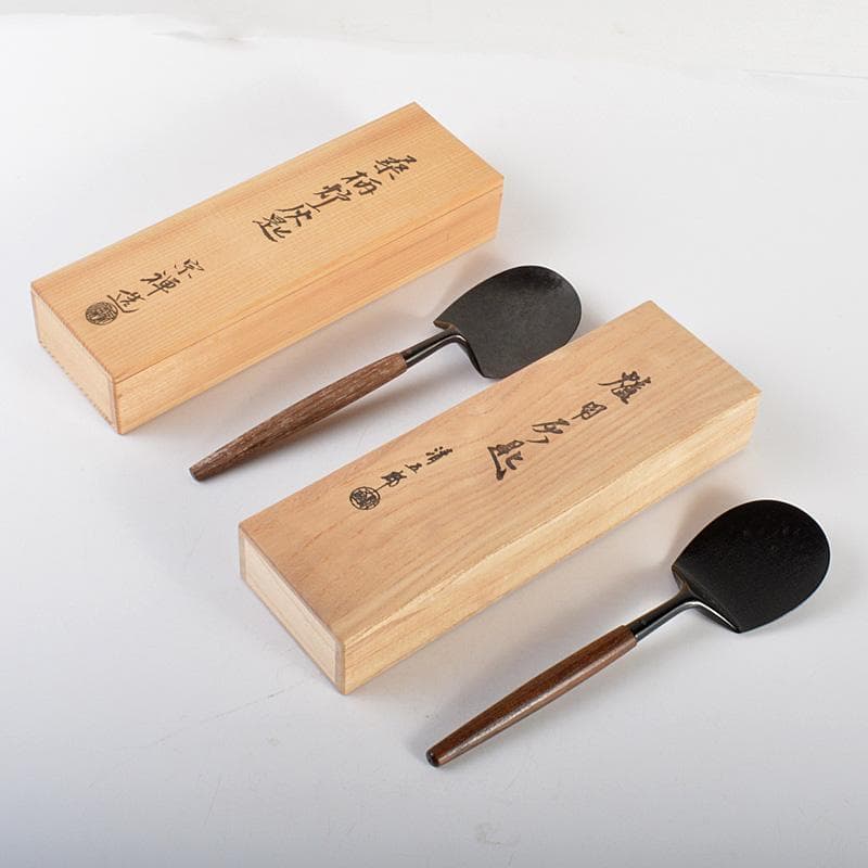 茶道具　金工師　木村清五郎　宗禅　桑柄　炉用　灰匙　共箱　2点　C　6172