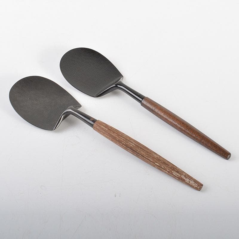 茶道具　金工師　木村清五郎　宗禅　桑柄　炉用　灰匙　共箱　2点　C　6172