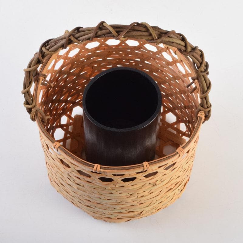 茶道具　竹製　花籠　箱付　N　9205A