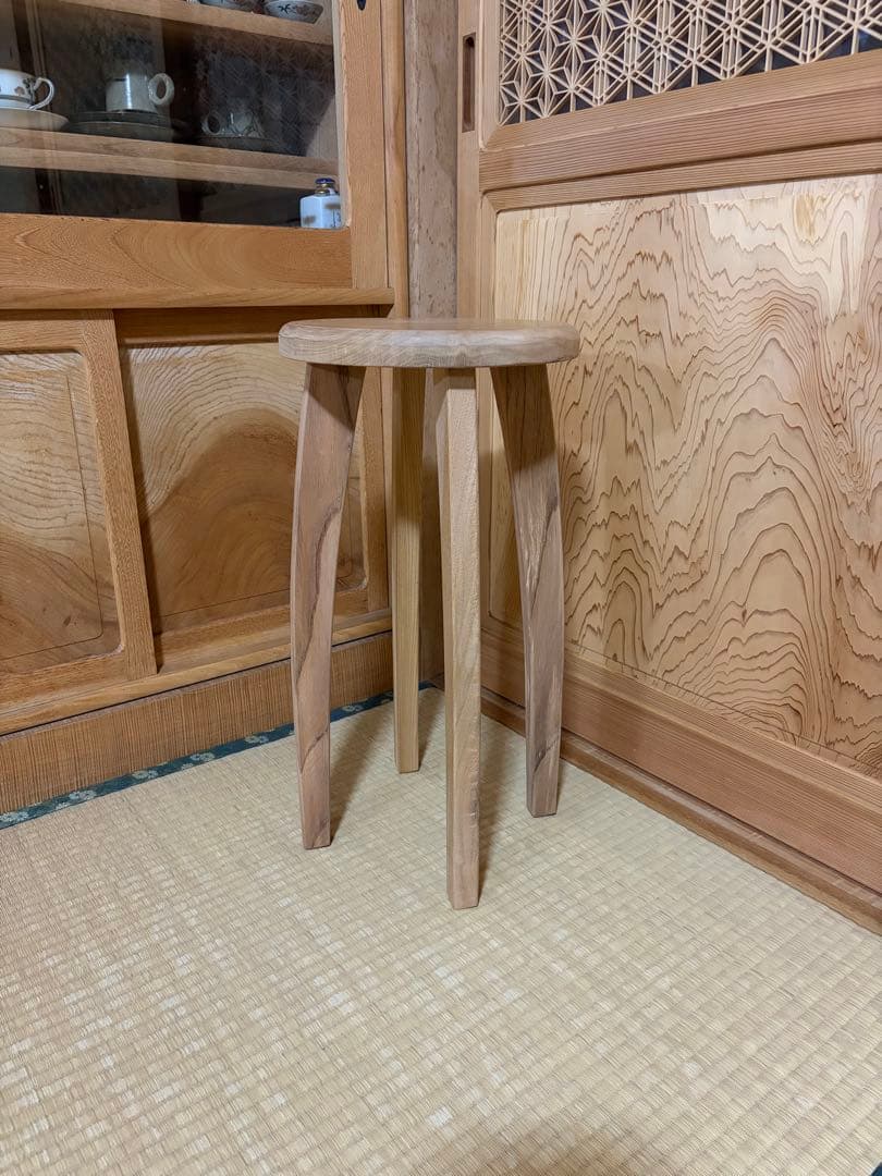 1325建具屋一筋58年のおじいちゃんの手作りスツール、イス☆けやき