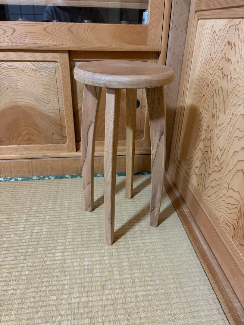 1325建具屋一筋58年のおじいちゃんの手作りスツール、イス☆けやき
