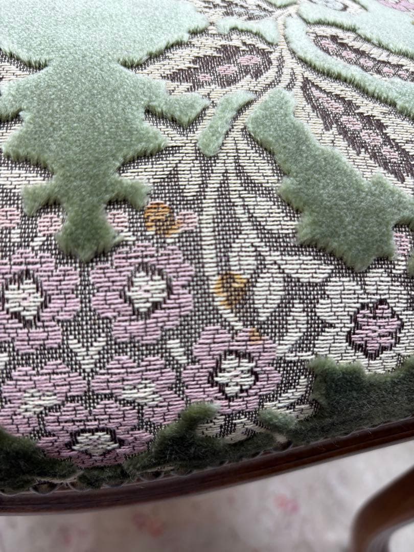 スツール 金華山 グリーン 猫脚 木製 完成品 オットマン　イタリア