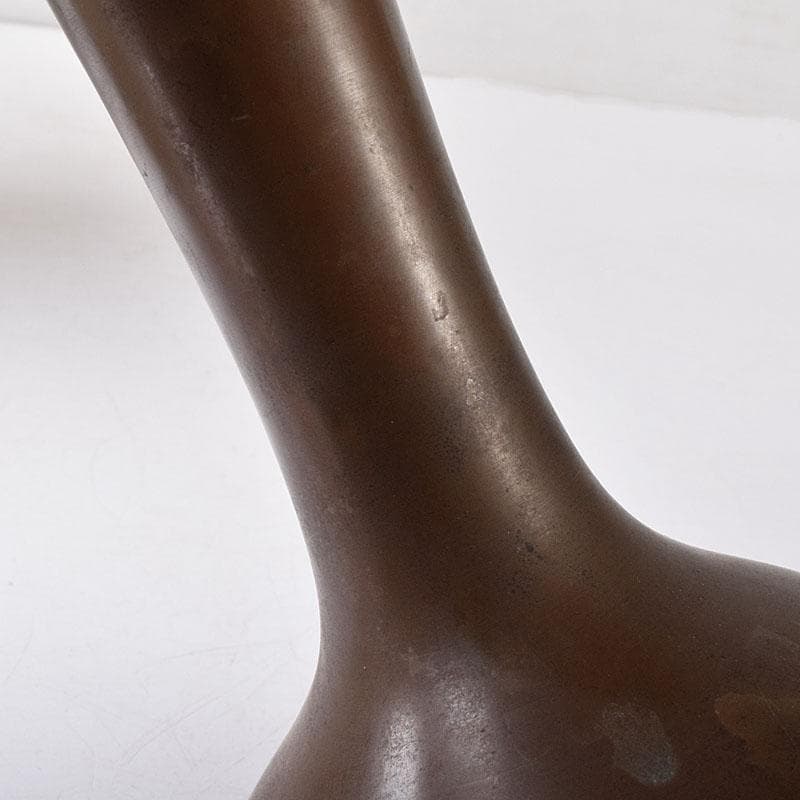 釜師　高木治良兵衛造　唐銅　柄杓立　鶴首花入　共箱　V　7587