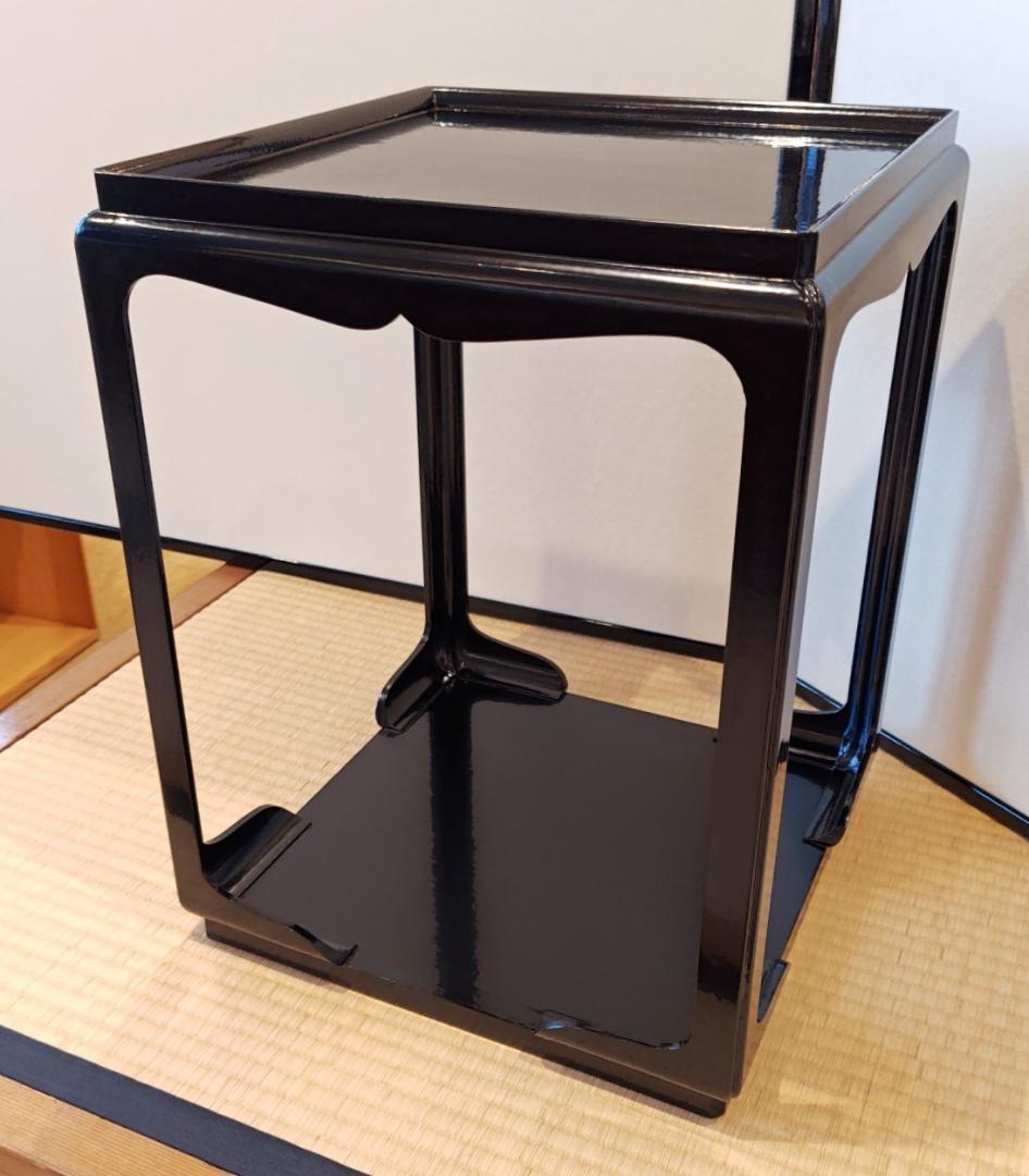 送料込【逢絢亭】茶道具 棚物 高麗卓 京塗 一閑塗 木製 佐々木宗章 共箱入り