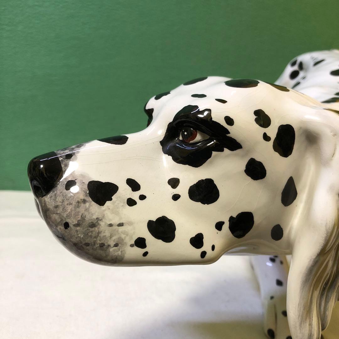 と88● イタリア製 ダルメシアン 犬 陶器 大型 置物 オブジェ インテリア