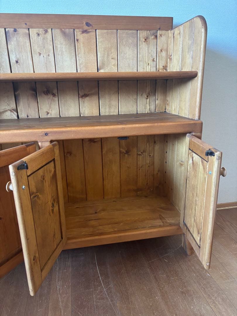 木製キャビネット ナチュラルウッド 収納付き