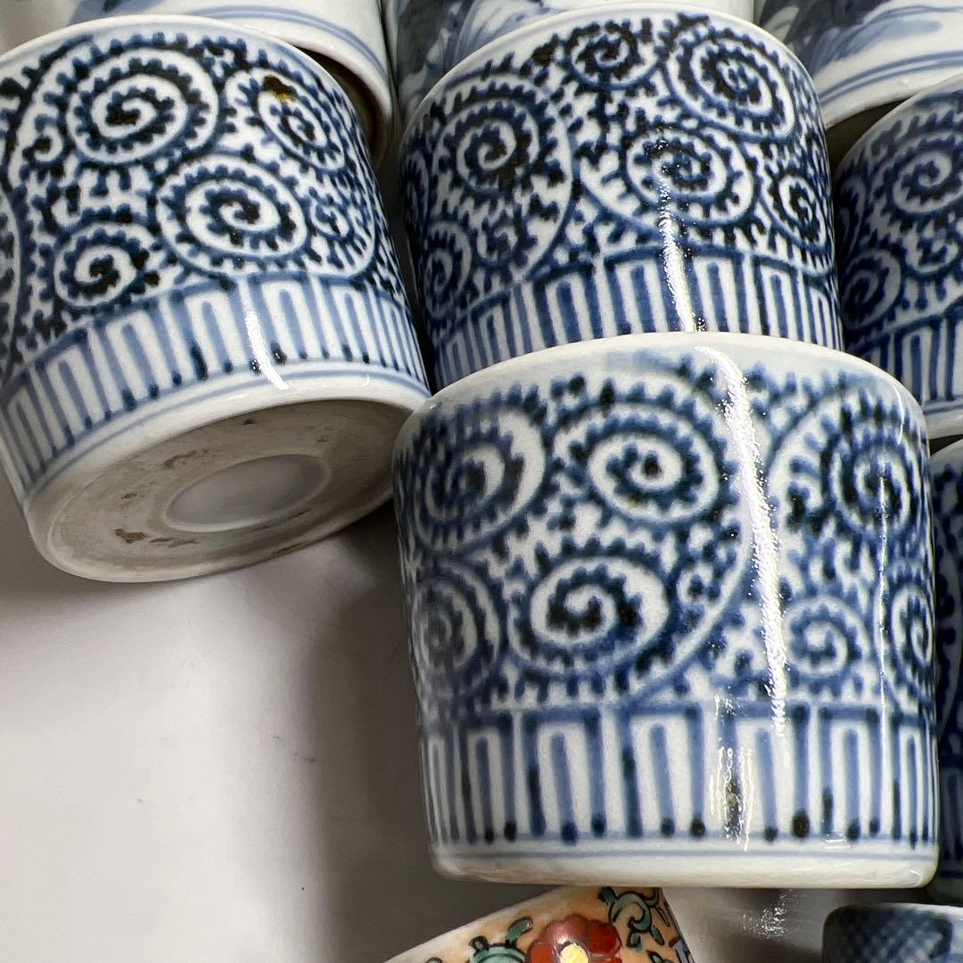 古伊万里　蛸唐草等　染付蕎麦猪口色々16点　東Y7-1224③タエトサ