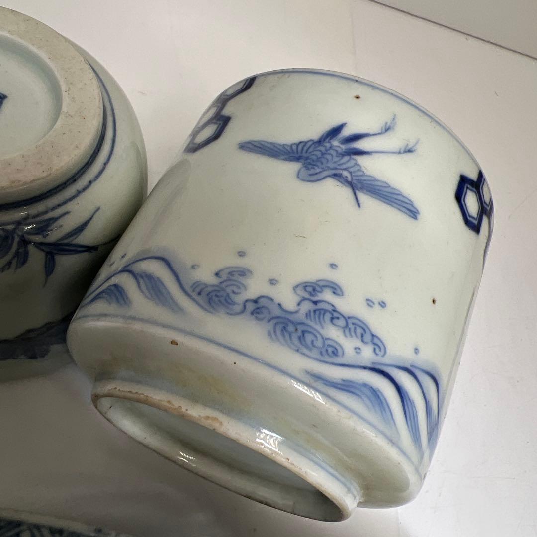 古伊万里　蛸唐草等　染付蕎麦猪口色々16点　東Y7-1224③タエトサ