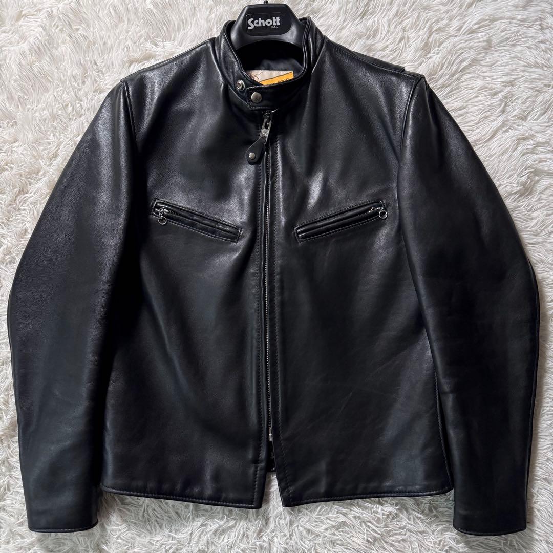 極美品/希少モデル✨schott ライダースジャケット 141XJS 黒 38