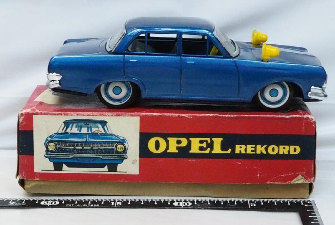 SS【オペル レコルト青 フリクション】ブリキ 自動車tin toy car箱付