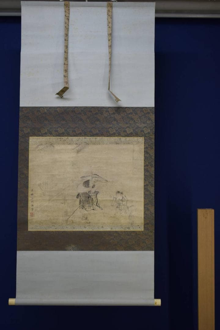 模写/法橋江阿弥/安村江阿弥/古画/人物図/絹表装/布袋屋掛軸HF-404