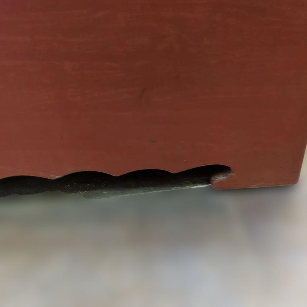 骨董　長火鉢　朱漆　木製　内側銅器　灰　火箸付き　テーブル