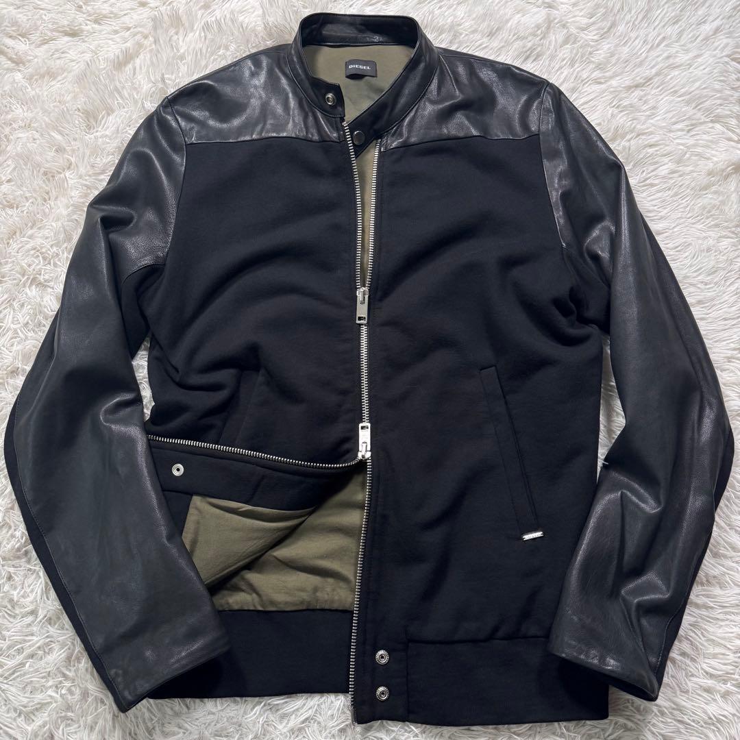 バ*ー様 美品/希少✨DIESEL ライダースジャケット　羊革　切替え　ダブルジ